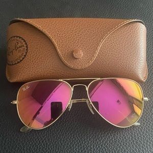 Ray Ban Aviators - Flash Pink Lenses